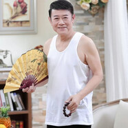 中老年人夏季男士純棉短袖T恤爺爺白汗衫圓領(lǐng)半袖爸爸夏裝老頭衫 白色背心 均碼 115碼 155-165斤