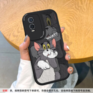 美齡美麗適用VIVOy76s手機殼貓和老鼠y73s鏡頭全包y5s硅膠軟殼Y78卡通+情侶個(gè)性y7sy3皮 黑色-黑底what湯姆貓Tom vivo Y5s