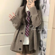 蘭威費雷日系復古jk制服毛衣外套女學(xué)生小清新學(xué)院風(fēng)針織開(kāi)衫長(cháng)袖上衣套裝 開(kāi)衫毛衣 【單件】 S 【關(guān)注店鋪】