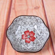 阡侗山田燒家用陶瓷梅花形味碟蘸醬碟碟子創(chuàng)意調(diào)料碟味碟醋碟醬碟日 紅富貴