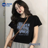 NASALIKE100%純棉夏季220g重磅網(wǎng)紅短款T恤女ins寬松百搭顯瘦短袖上衣女潮 黑色【100%純棉】 M 90-105斤