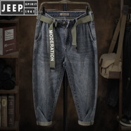 JEEP SPIRIT日系懷舊哈倫蘿卜褲男潮流新款闊腿寬松大碼九分牛仔肥佬褲潮 懷舊藍 22YJ8013 32