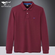 七匹狼長(cháng)袖T恤男春季新款久穿如新時(shí)尚狼標刺繡純棉打底衫  401(深紅) 180/54A/2XL