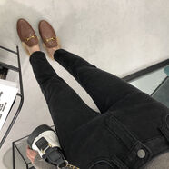 Radinka2026秋冬新款加厚藍灰色牛仔褲顯瘦煙管褲彈力法棍褲直筒褲子MIN 深灰色長(cháng)褲 單褲 28 106斤-112斤