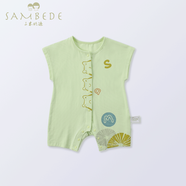 三木比迪（SAMBEDE）三木比迪夏季薄款嬰兒衣服寶寶無(wú)袖哈衣夏裝爬爬服夏裝外出服透氣 淺綠 66cm
