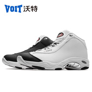 沃特太極籃球鞋男鞋新品緩震耐磨戰(zhàn)靴球鞋高幫運動鞋比賽鞋 白黑 44