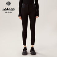 阿瑪施（AMASS）女裝新款通勤高腰薄絨打底可外穿休閑長褲女5100295 加絨 黑- XL (5碼)