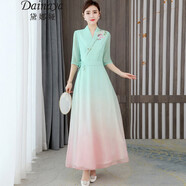 黛娜婭（Dainaya） 旗袍女2025春夏新款中式女裝中國(guó)風(fēng)日常改良復(fù)古漢服連衣裙 1875 圖片色 3XL