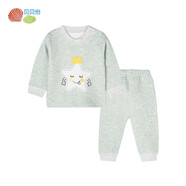 貝貝怡【官方發(fā)售】寶寶保暖內(nèi)衣套裝夾棉家居服男童女童中秋衣秋褲 淺綠 100 （建議年齡2-3歲）