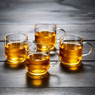 綠昌明 耐熱玻璃功夫茶杯品茗杯喝茶杯直身透明小水杯主人杯玻璃杯子 4只裝