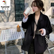 啄木鳥(niǎo)韓版休閑小西裝外套女2026春秋新款中長(cháng)款雙排扣小西服chic寬松 黑色-升級版 做工更好 S 98斤以?xún)?
                                         title=