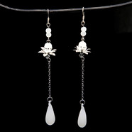 夢(mèng)君宸古裝古風(fēng)古典耳環(huán)宮廷無(wú)耳洞耳夾文藝漢元素花朵 【月影】螺旋耳夾一對