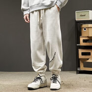 寫(xiě)璇（XIEXUAN） 特大碼胖子300斤運動(dòng)休閑褲子男春秋冬加肥加大束腳褲肥佬褲子 灰色 (彈力)  6XL 205-235斤【建議】