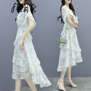 妃莉杋（FeiLiFan）雪紡連衣裙女裝2024新款夏季韓版小個(gè)子氣質(zhì)顯瘦仙女碎花裙子夏天 330 2XL
