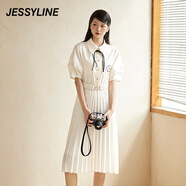Jessy line杰茜萊氣質(zhì)高級感修身顯瘦連衣裙新款女夏季長裙子 商場同款 杏色 XS/155