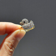 夢(mèng)君宸韓國東大門(mén)兒童飾品寶寶首飾女童水鉆花朵卡通小戒指圈 小鴨子