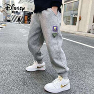 迪士尼（Disney）男童褲子春秋款2024新款兒童純棉衛(wèi)褲男孩加絨長褲中大童運動褲潮 春秋灰色 120碼  建議身高106-115cm