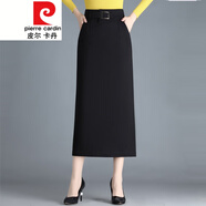 皮爾卡丹（pierre cardin）包裙半身裙女春秋2023高腰開(kāi)叉包臀裙中長(zhǎng)款顯瘦直筒裙一步裙針織 黑色 M 88-105斤穿