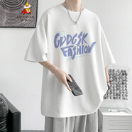 稻草人MEXICAN夏季新品短袖T恤男士圓領(lǐng)大碼潮t體恤衫 白色 DT6838 L