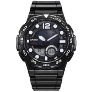 卡西歐（CASIO）男表  學生運動手表 多功能雙顯電子表 防水夜光石英表 夜光指針AEQ-100W-1A