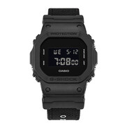 卡西歐（CASIO）手表男 G-SHOCK復古小方塊 多功能防水學生運動男表  DW-5600BBN-1 帆布表帶