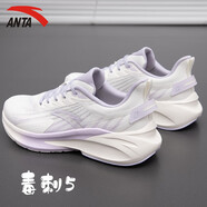 安踏（ANTA）漫步丨運動(dòng)鞋女鞋冬季款輕質(zhì)皮網(wǎng)面軟底輕質(zhì)跑鞋緩震耐磨跑步鞋女 象牙白/迷霧紫 35.5