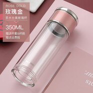 繁簡(jiǎn)茶水分離杯泡茶杯帶過(guò)濾茶杯男女雙層隔熱杯子便攜水杯花茶清新可愛(ài)網(wǎng)紅玻璃杯定制LOGO 【uv烤漆-玫瑰金】350ml【帶杯刷杯套】