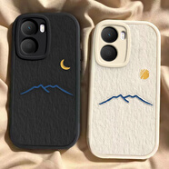 酷匹vivo y37 5G手機殼vivoy37透明y100卡通硅膠可愛(ài)全包套保護套太陽(yáng)月亮山  黑色大眼睛【月亮和山】+手機膜 vivo y37 5G