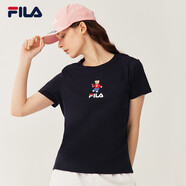 FILA 斐樂(lè )女裝官方女士短袖T恤夏季休閑運動(dòng)內搭t恤運動(dòng)上衣 傳奇藍-F51W328152FNV M （165/84A/M）