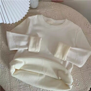 杳紜（YAOYUN）T恤內搭打底衫女裝新款洋氣加絨加厚長(cháng)袖上衣女秋冬保暖內衣 白色-【加厚德絨】 L 106-120斤