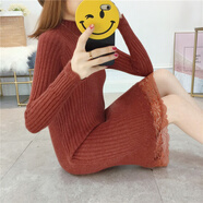 冬天保暖加絨毛衣女加厚中長(zhǎng)款針織毛線(xiàn)打底衫秋冬套頭修身顯瘦韓版 半高/領(lǐng)焦糖色 3XL