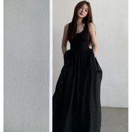 婷婉美夏季吊帶連衣裙女感巨顯瘦長裙黑色宴會禮服拖地裙子內搭裙 黑色 M