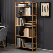 木馬人多層簡(jiǎn)易書(shū)架落地層架置物架儲物柜子收納架展示柜書(shū)房書(shū)柜辦公架 【整體純竹】原色-五層70長(cháng)