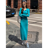 映棠潮流秋冬針織連衣裙女修身顯瘦長(cháng)款毛衣裙包臀毛衫線(xiàn)衣裙軟 S