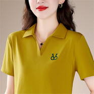 語(yǔ)縵【現貨發(fā)】短袖t恤女夏2026新款夏季女裝韓版polo領(lǐng)女T恤 2321姜黃 XL (110-120斤)
