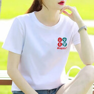 妙變美女純棉短袖t恤女上衣氣質(zhì)女士時尚百搭套頭遮肚子2025夏季新款衫潮 平安喜樂 S 80-100斤