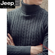 JEEP SPIRIT/吉普男裝秋冬季高領(lǐng)毛衣男士純棉針織衫修身韓版粗針加 炭灰色【132款-加厚不加絨 XL 適合135-149斤