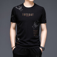 愧愿羊新款短袖T恤男潮流個(gè)性印花薄短袖上衣男中青年時(shí)尚韓版百搭上衣 316短袖 XL /175適合體重140-155