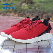鴻星爾克（ERKE）跑步鞋男鞋紅星飛織網(wǎng)面運動透氣戶外休閑運動防滑健身運動慢跑鞋  大紅/正黑 42