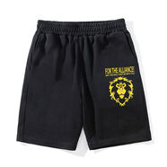 牧獸WOW魔獸世界青少年圓領(lǐng)t恤男短袖百搭ins潮流寬松暴雪游戲衣服夏 短褲黑色2 2XL