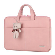 帝伊工坊 手提電腦包適用于華為matebook14蘋(píng)果pro13筆記本女a(chǎn)ir13.3 macbook16 【縫線(xiàn)款-玫瑰粉】（配掛熊） 15-16英寸