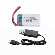 MN?HR無(wú)人機電池3.7v充電器通用大容量玩具航模四軸飛行器遙控飛機電池 3.7v空對空接口 400毫安+充電線(xiàn)