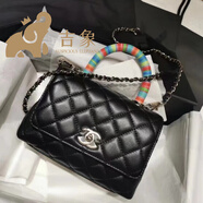 香奈兒Chanel香奈兒Coco handle mini黑金糖果彩虹手柄手提包斜挎包限量 黑色