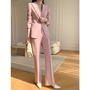 Sugargirl粉色小西裝套裝女春秋季職業(yè)正裝工作服名媛小香風(fēng)高級感西服外套 2681粉色西裝套裝 XL 113-120斤