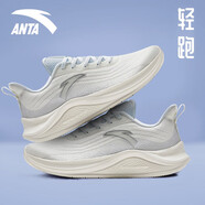 安踏（ANTA）女鞋冬季輕便透氣網(wǎng)面跑步鞋減震回彈軟厚底健身體測休閑運動(dòng)鞋子 -1象牙白/淺霧灰 35.5