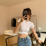 吻璦（wenai）短袖t恤女24年夏季新款女裝T恤上衣打底衫女士學(xué)生夏天 白色 S