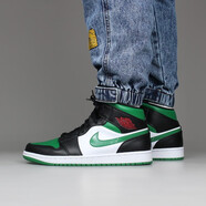 耐克（NIKE）男女鞋Air Jordan 1  AJ1 鴛鴦籃球運動鞋板鞋中幫 554724-554725-067 黑綠腳趾 40.5