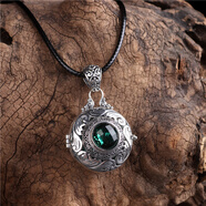 藏漢屋 925銀鏤空可打開(kāi)裝東西熏香丸球水晶嘎烏盒空心香囊香水散香盒項鏈吊墜中小噶烏女 配深色項鏈線(xiàn)繩