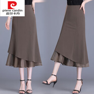 皮爾卡丹（pierre cardin）針織魚(yú)尾裙半身裙女春夏2025新款高腰顯瘦中長(cháng)款網(wǎng)紗拼接包臀裙一 咖啡色 80cm M 腰圍2尺/適合90-100斤