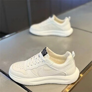 香港專柜代購2024春秋季休閑皮面系帶軟底輕便一腳蹬潮流板鞋男士 白色 單層 39 偏大一碼
